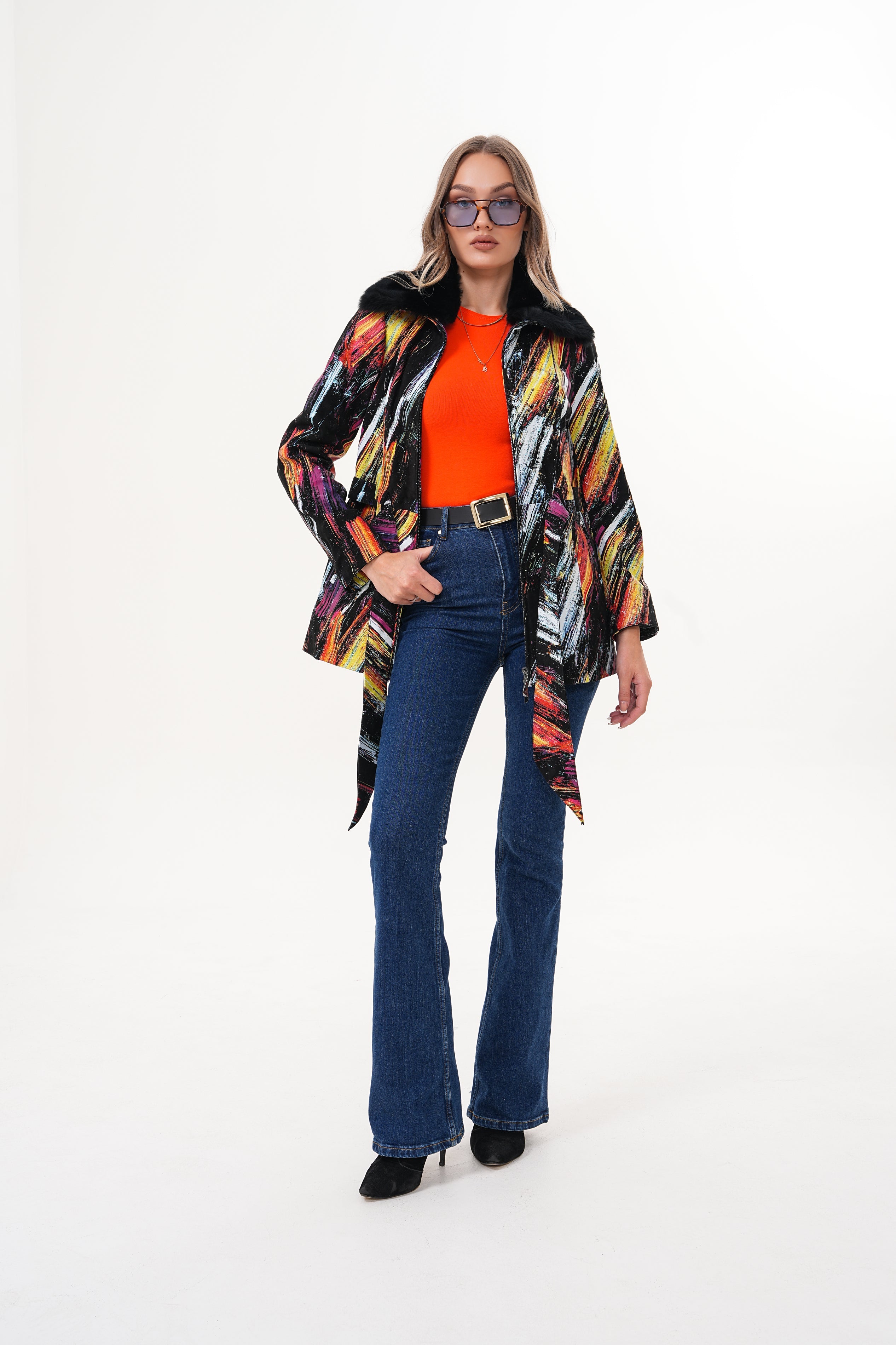 The Mirage Brushstroke Leather Women Jacket