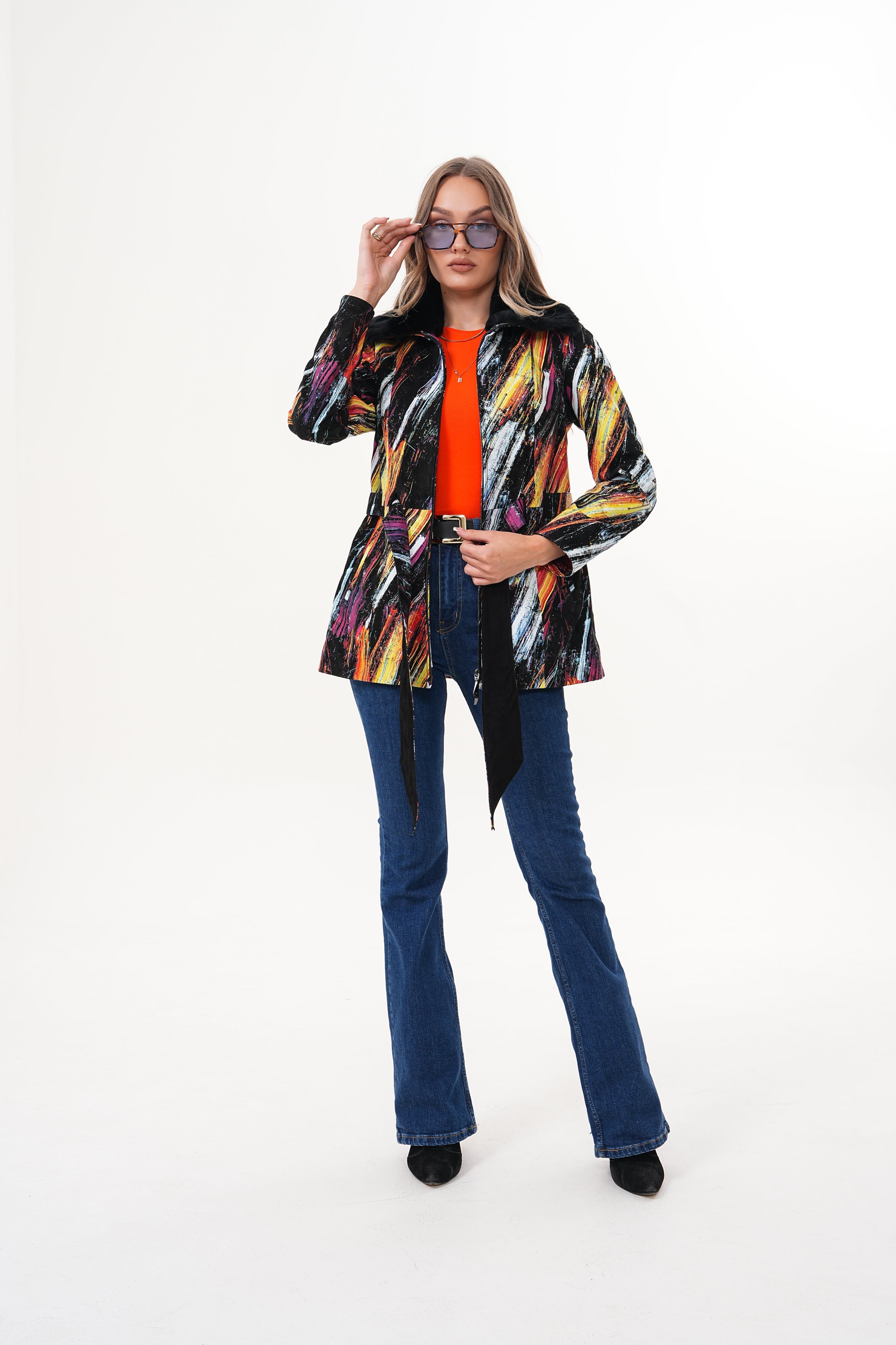 The Mirage Brushstroke Leather Women Jacket