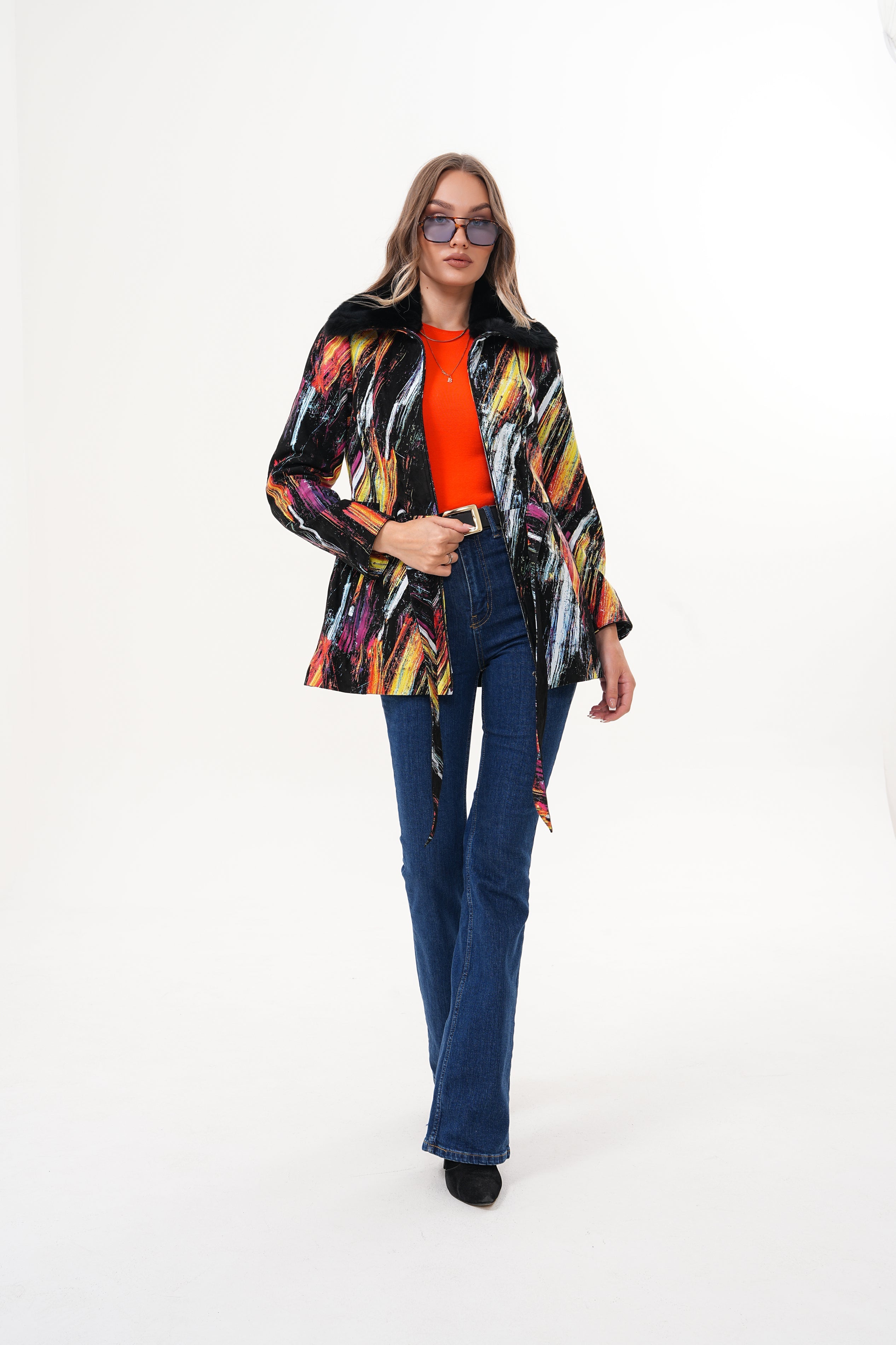 The Mirage Brushstroke Leather Women Jacket