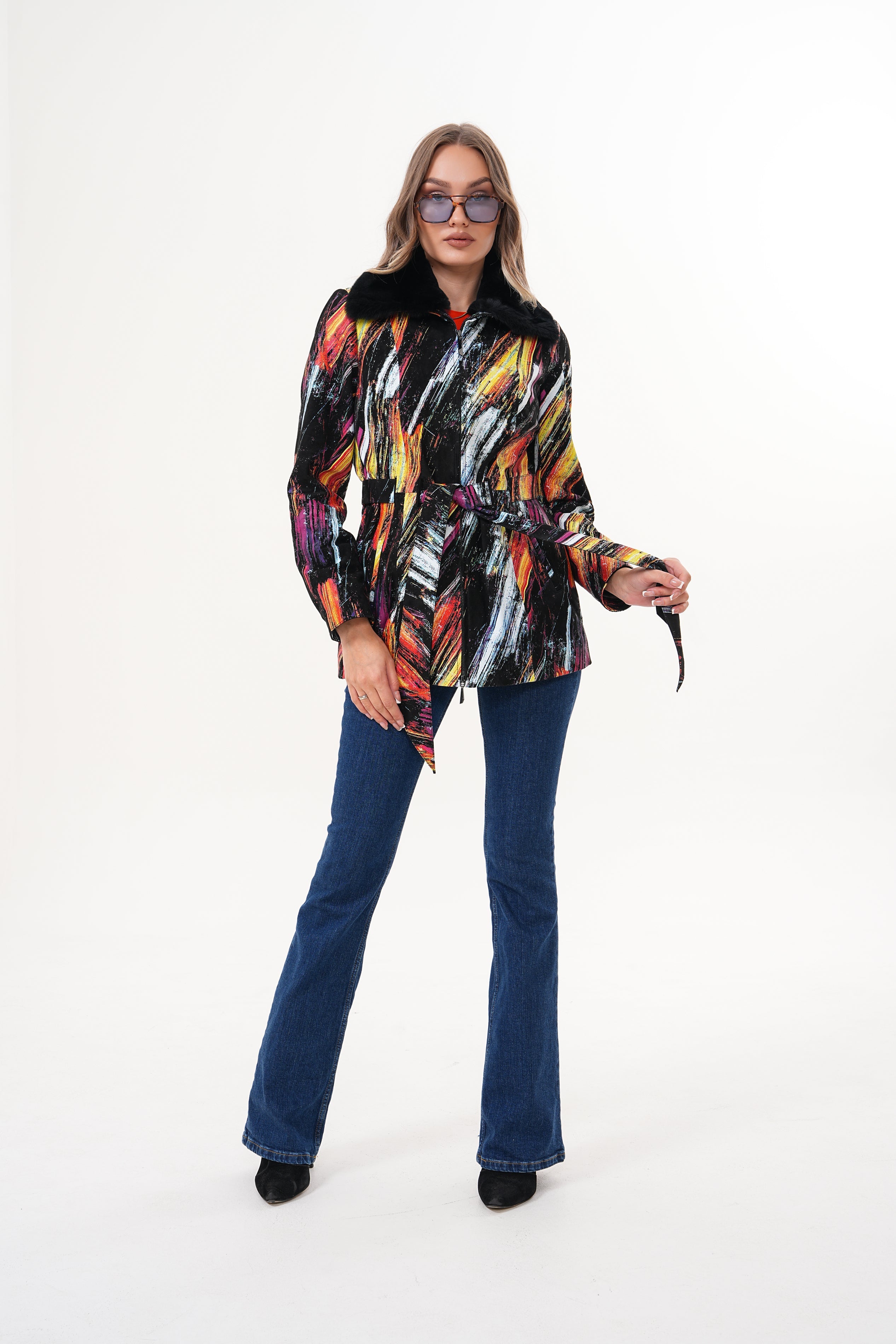 The Mirage Brushstroke Leather Women Jacket