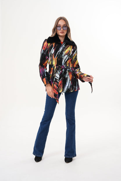 The Mirage Brushstroke Leather Women Jacket