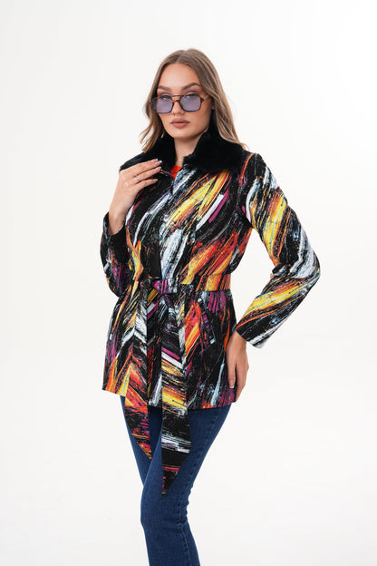 The Mirage Brushstroke Leather Women Jacket