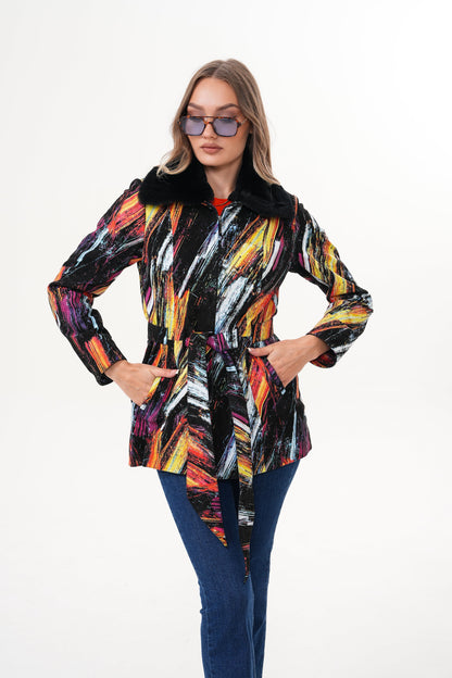 The Mirage Brushstroke Leather Women Jacket