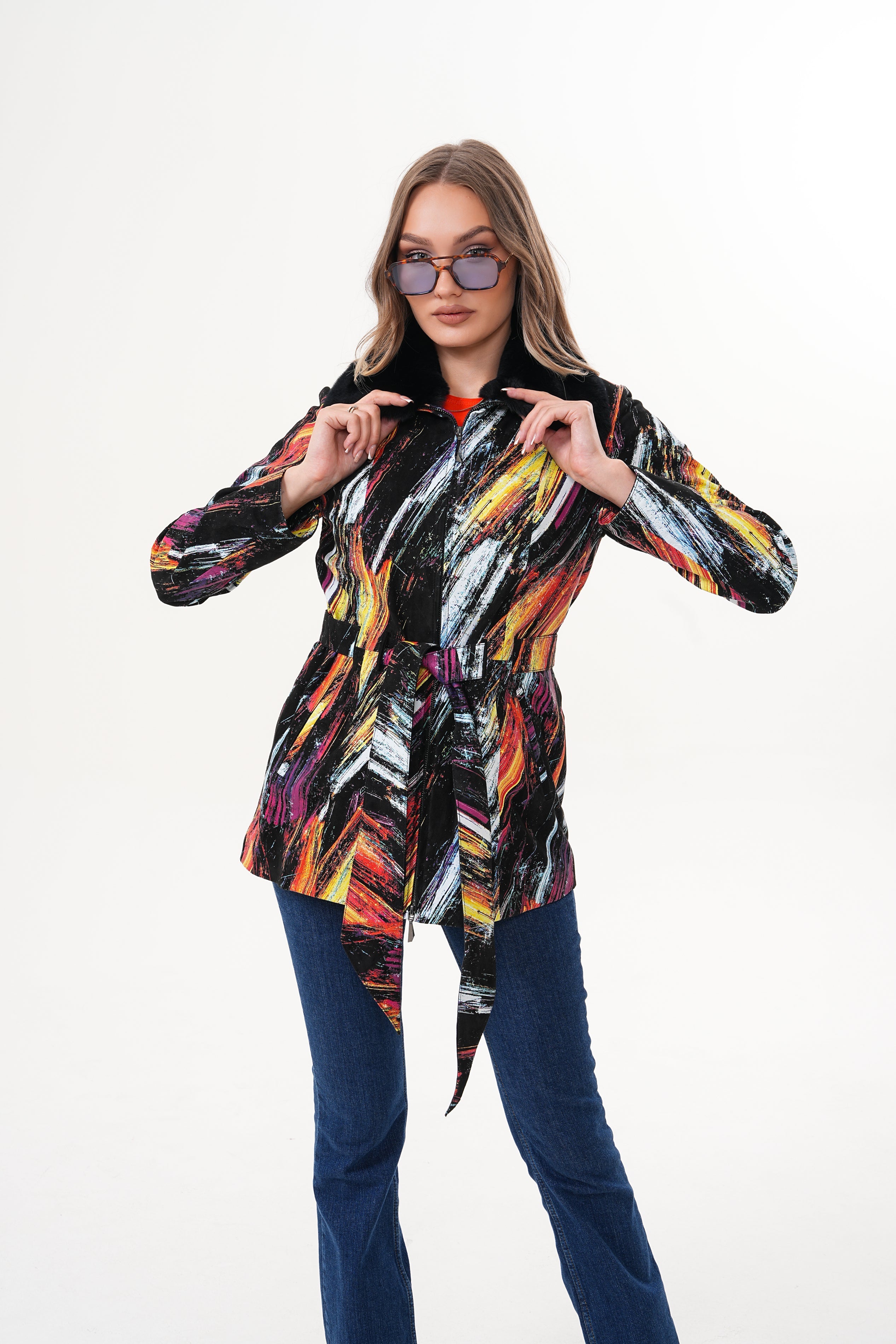 The Mirage Brushstroke Leather Women Jacket