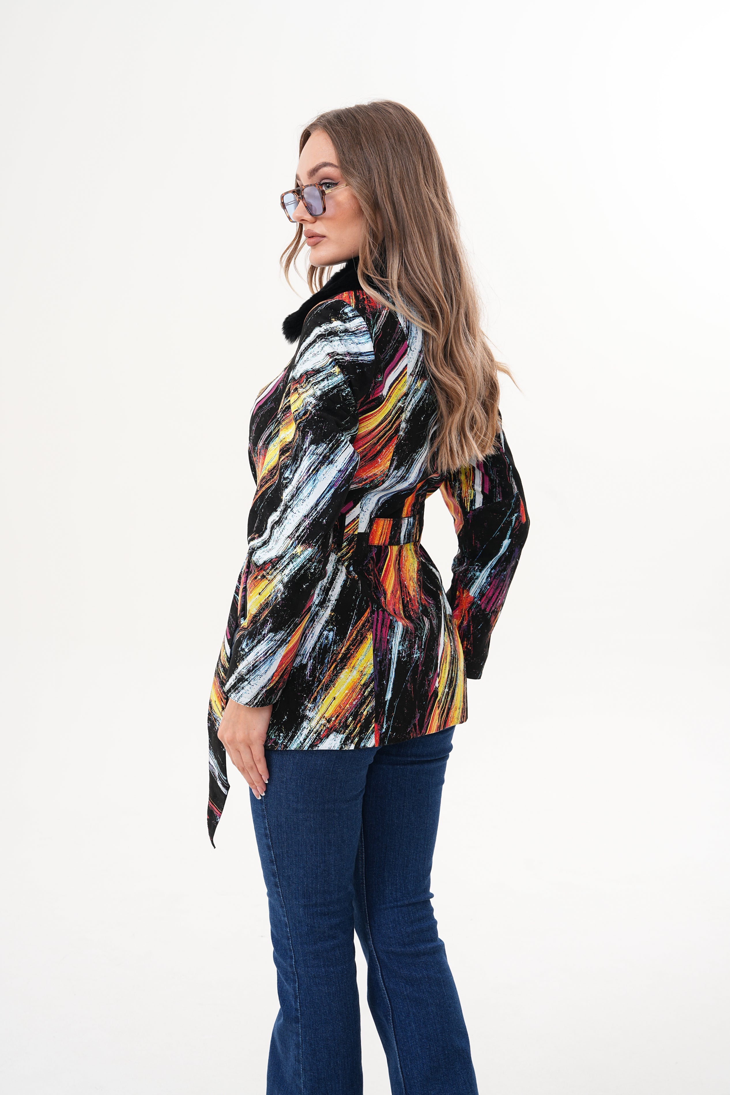 The Mirage Brushstroke Leather Women Jacket
