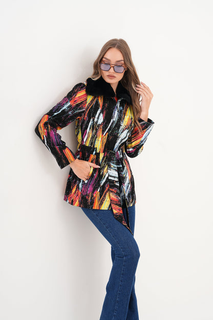 The Mirage Brushstroke Leather Women Jacket