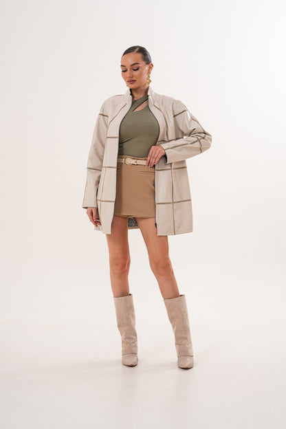 The Prado Reversible Cream  Leather Women Jacket