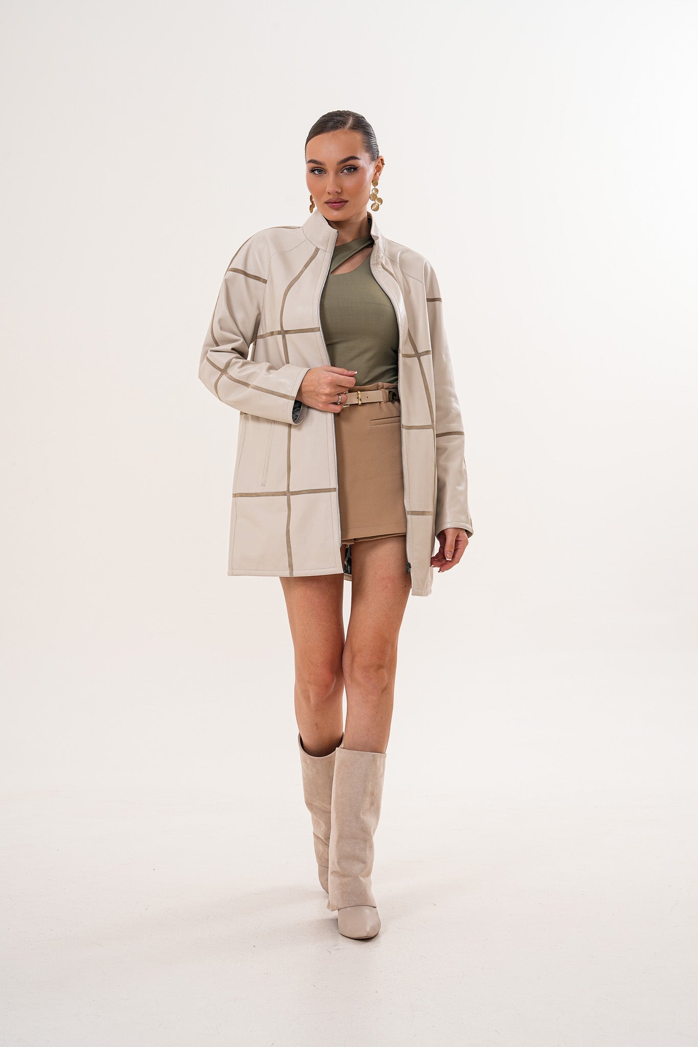 The Prado Reversible Cream  Leather Women Jacket