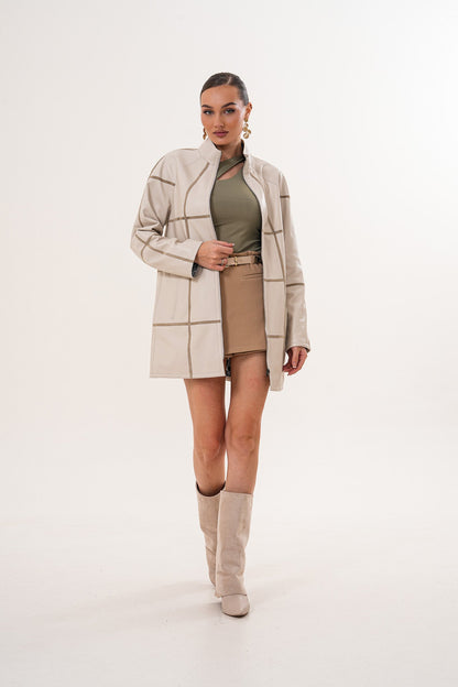 The Prado Reversible Cream  Leather Women Jacket