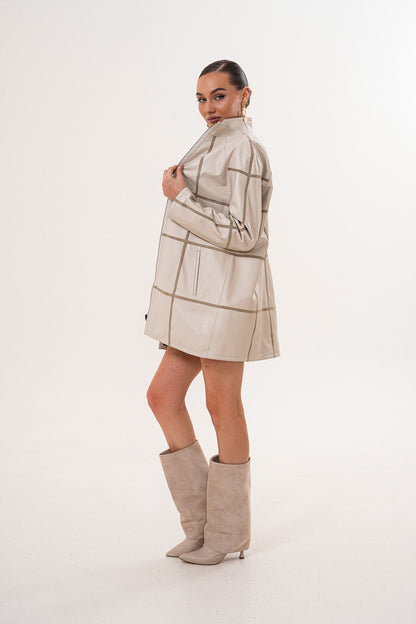 The Prado Reversible Cream  Leather Women Jacket