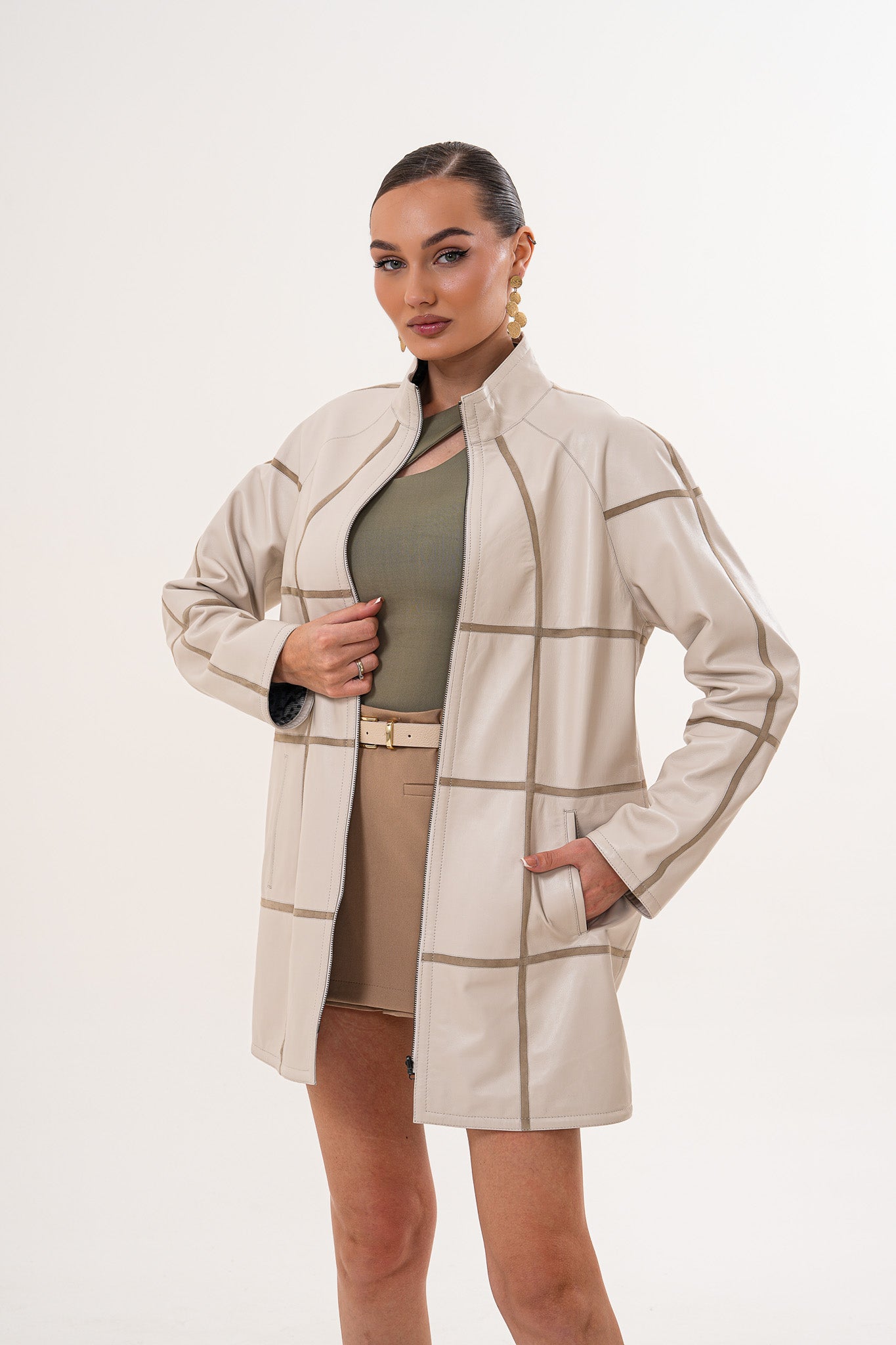 The Prado Reversible Cream  Leather Women Jacket