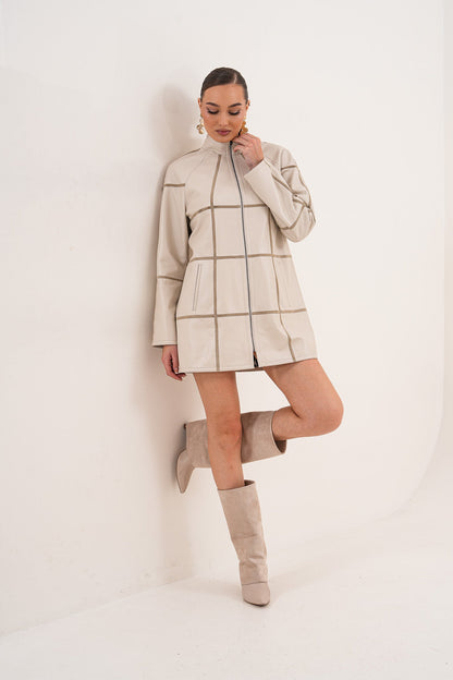 The Prado Reversible Cream  Leather Women Jacket