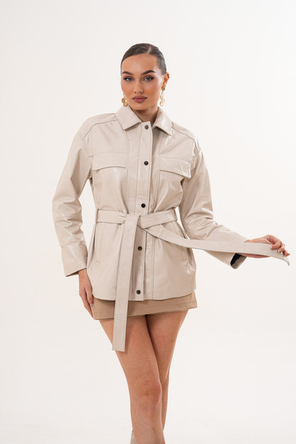 Vinci Leather Shoes The Eira Cream Leather Women Jacket