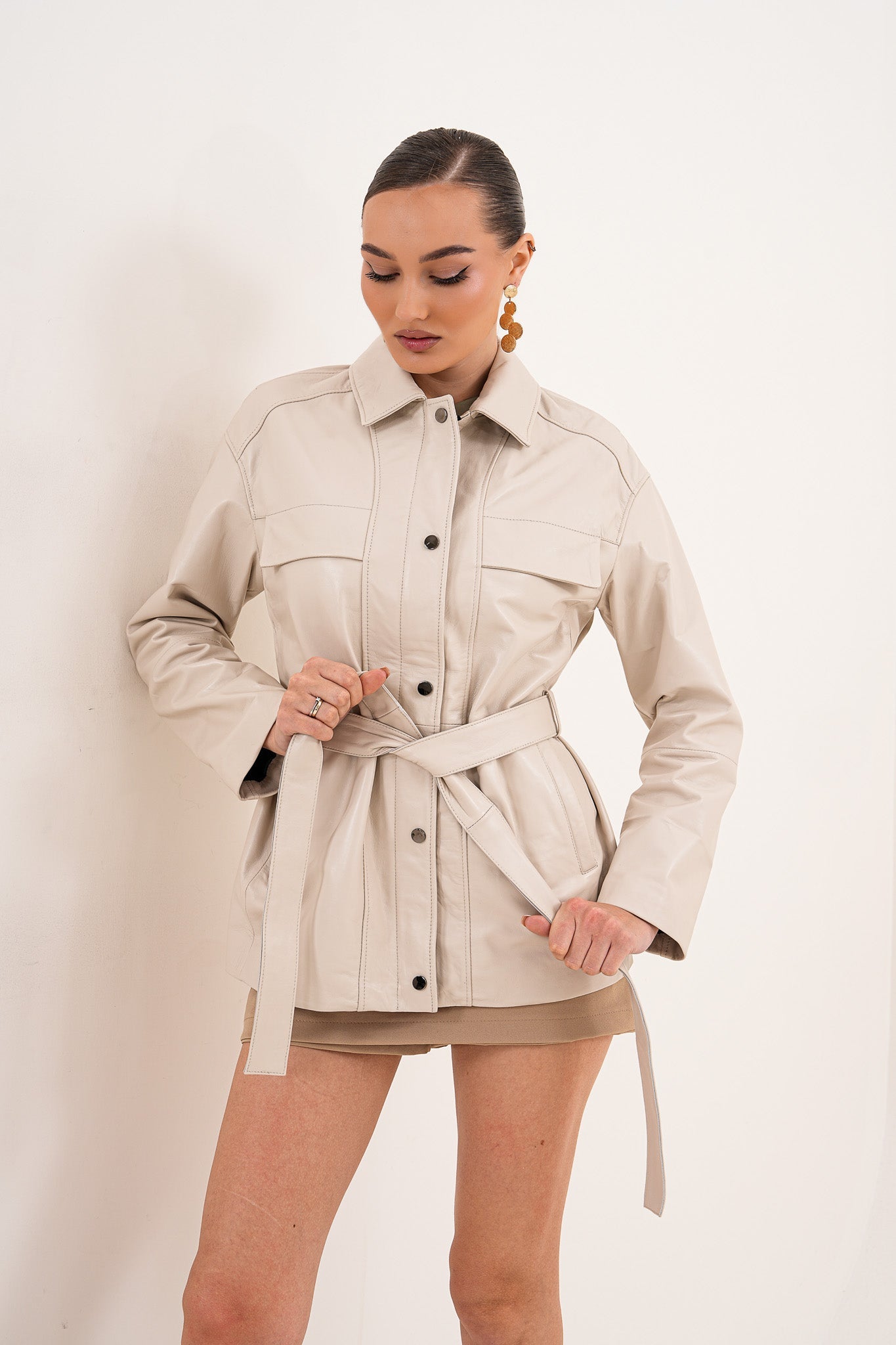 Vinci Leather Shoes The Eira Cream Leather Women Jacket