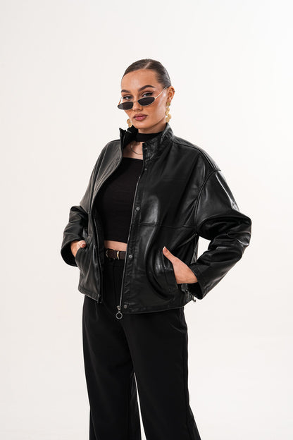 The Vesper Black Leather Women Jacket