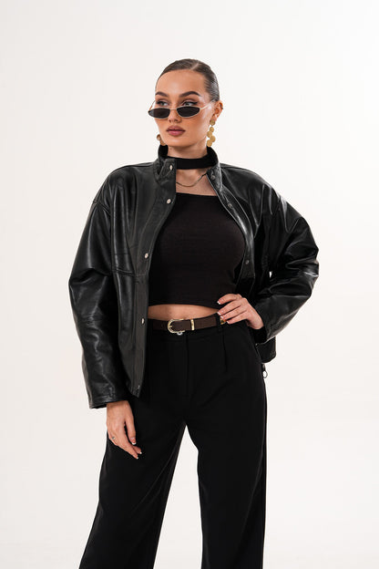 The Vesper Black Leather Women Jacket