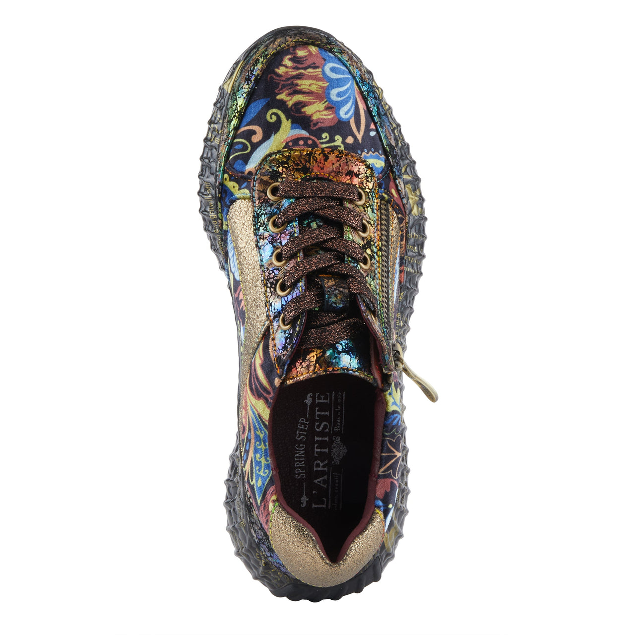 Close-up of the L'ARTISTE JAVANA SNEAKERS featuring intricate floral embroidery