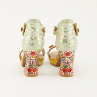 Thumbnail for A close-up image of the L'ARTISTE JEWELL CLOSED BACK SANDALS, featuring hand-painted floral design and comfortable cushioned footbed