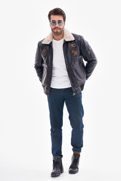 The Northway Navy Blue Lambskin Men Leather Jacket