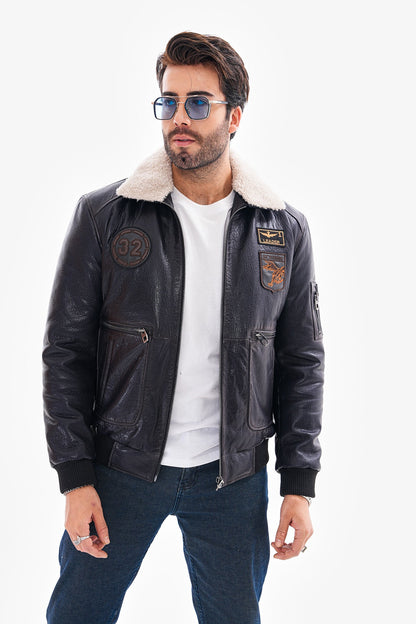The Northway Navy Blue Lambskin Men Leather Jacket