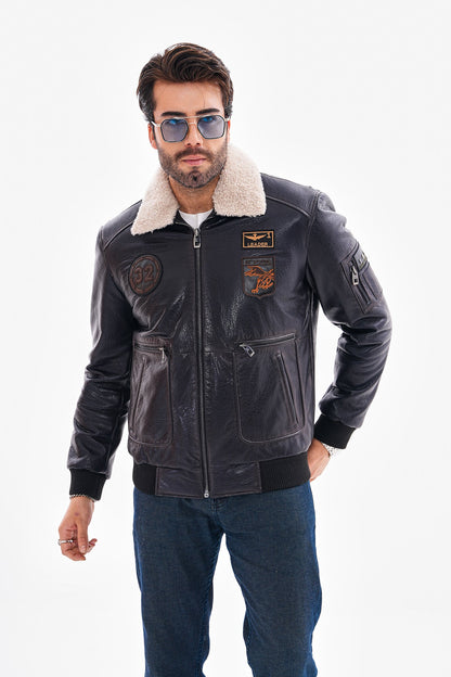 The Northway Navy Blue Lambskin Men Leather Jacket