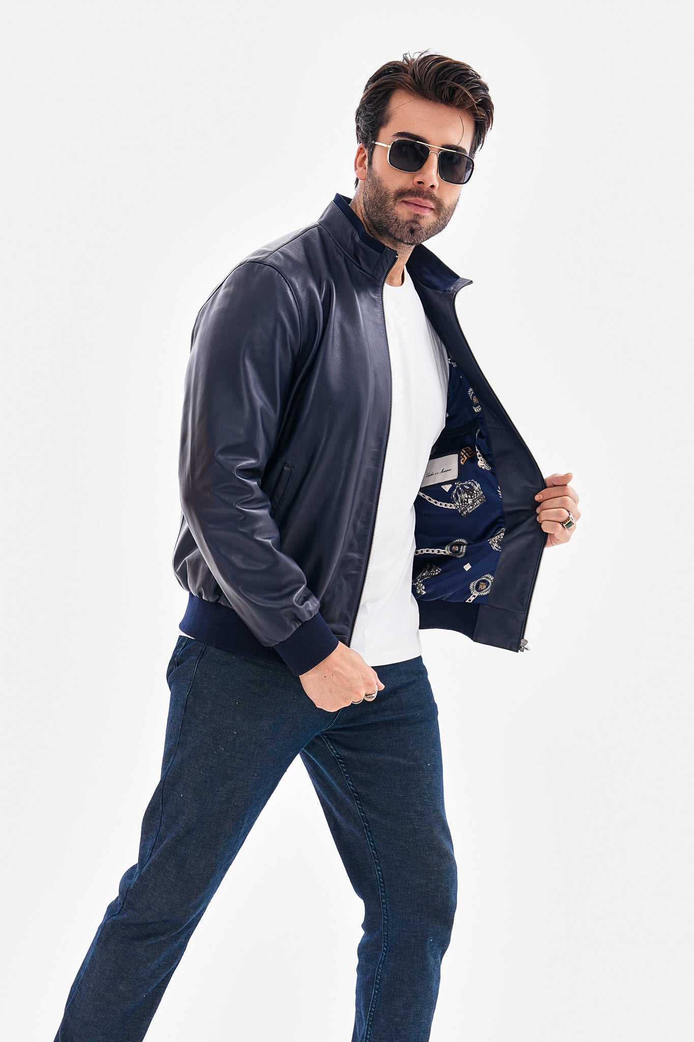 Vinci Leather Shoes The Ardent Lambskin Men Leather Jacket – Navy Blue