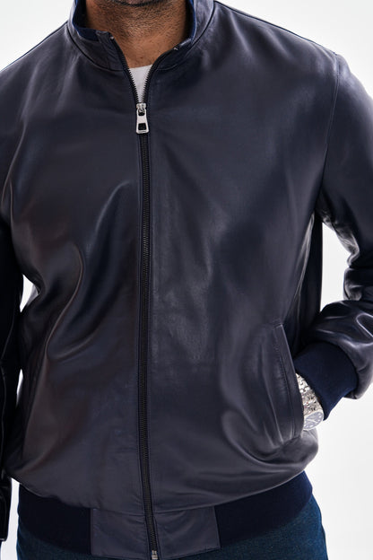 Vinci Leather Shoes The Ardent Lambskin Men Leather Jacket – Navy Blue