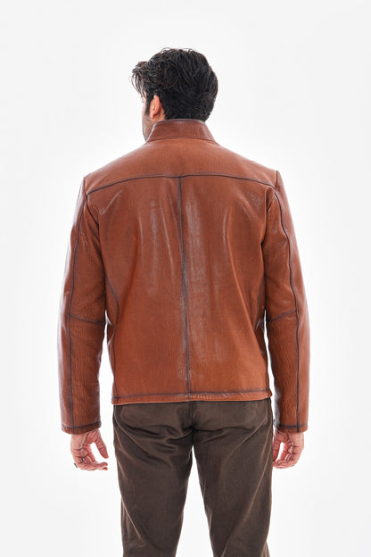 The Varden Tan Leather Men Jacket