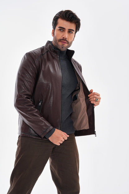 The Varden Chocolate Brown Leather Men Jacket