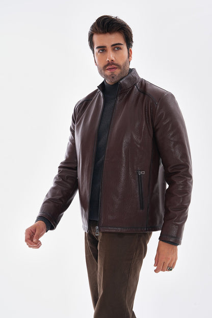 The Varden Chocolate Brown Leather Men Jacket
