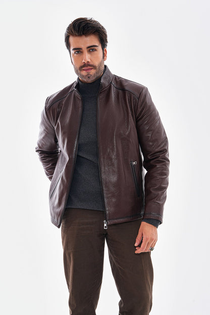 The Varden Chocolate Brown Leather Men Jacket