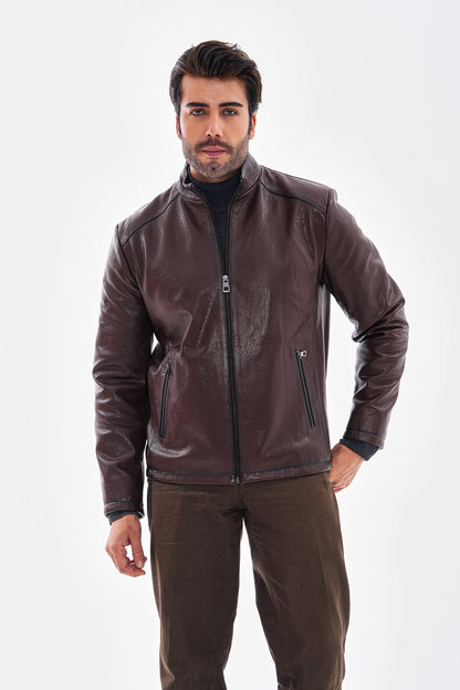 The Varden Chocolate Brown Leather Men Jacket
