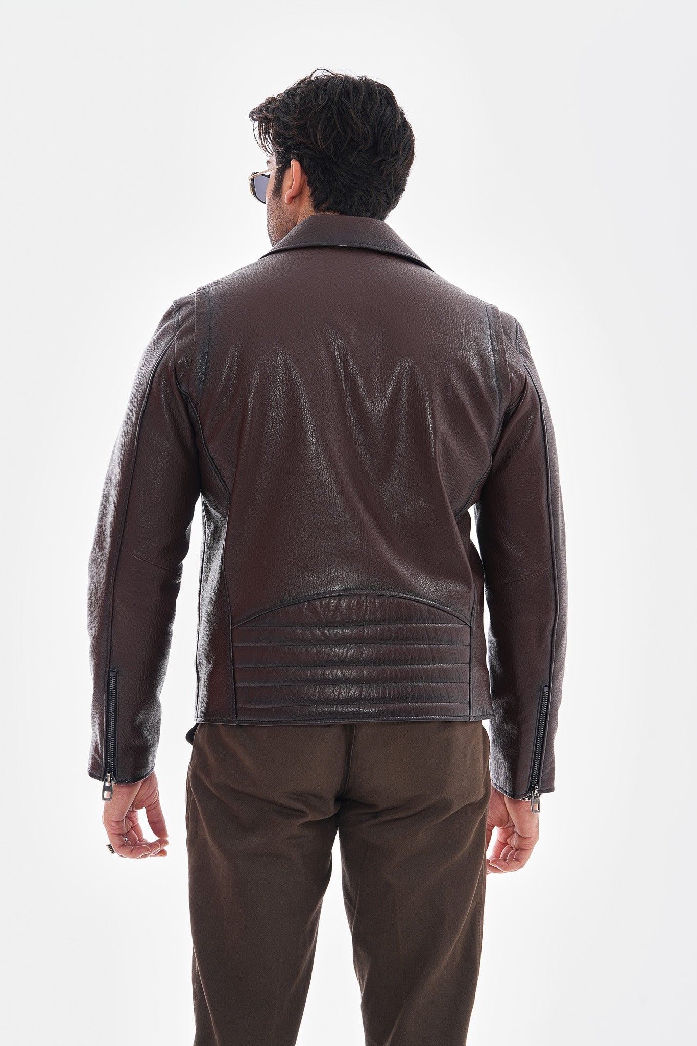 The Volt Textured Mahogany Leather Men Jacket