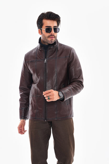 The Nero Coffee Brown Leather Men Jacket
