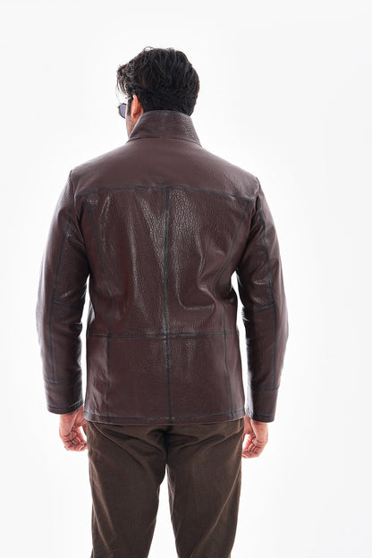 The Nero Coffee Brown Leather Men Jacket