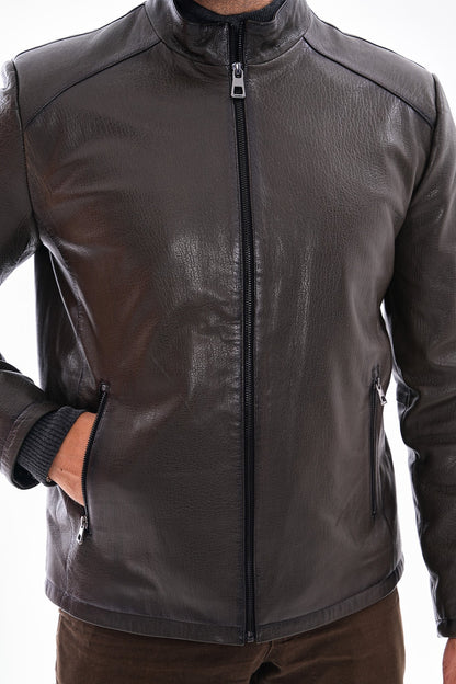 The Varden Dark Olive Leather Men Jacket
