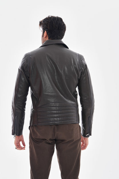 The Volt Textured Charcoal Leather Men Jacket
