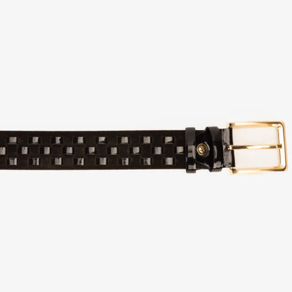The Eugene Black & Gold Woven Leather Belt