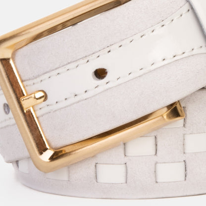 The Eugene White & Gold Woven Leather Belt