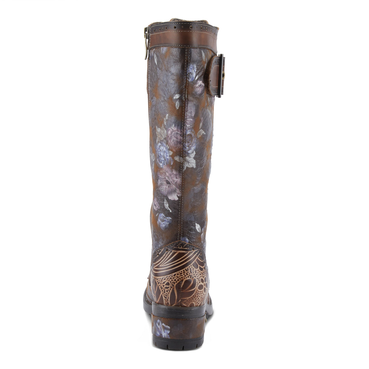 Hand-painted leather boots with floral accents