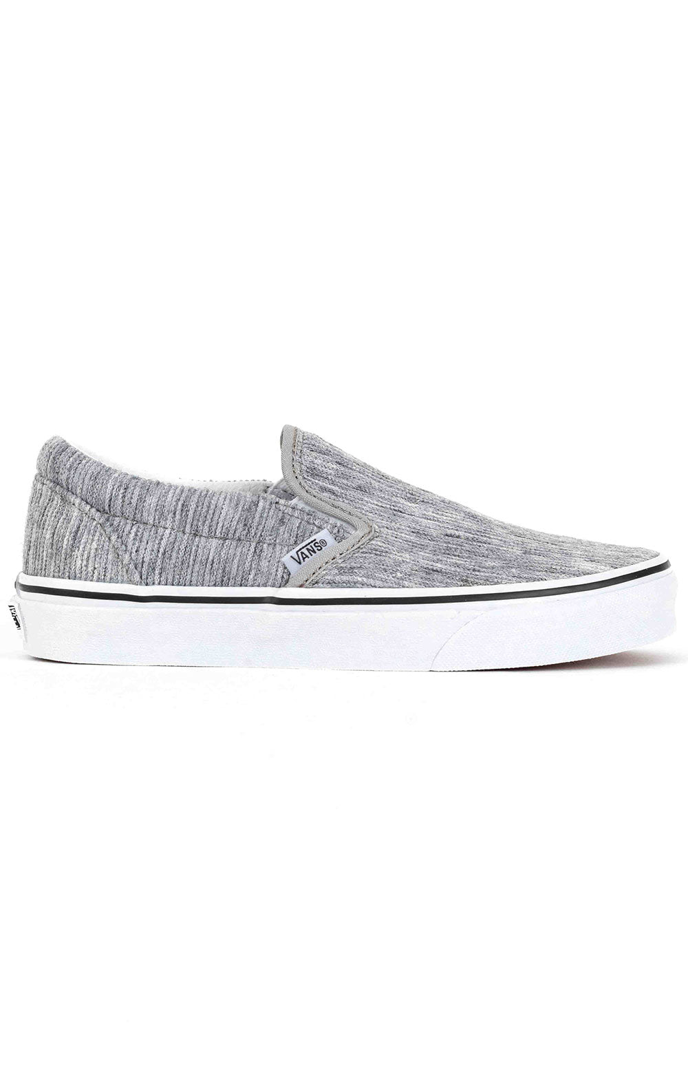 (BV3V7B) Rib Knit Classic Slip-On Shoe in Grey/True White, a comfortable and stylish footwear option for casual wear