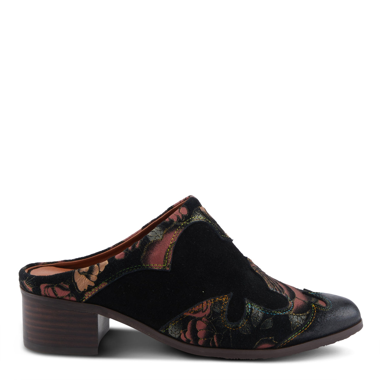 Pair of L'ARTISTE LADYSLIDE-SHINE SHOES with floral embossed design