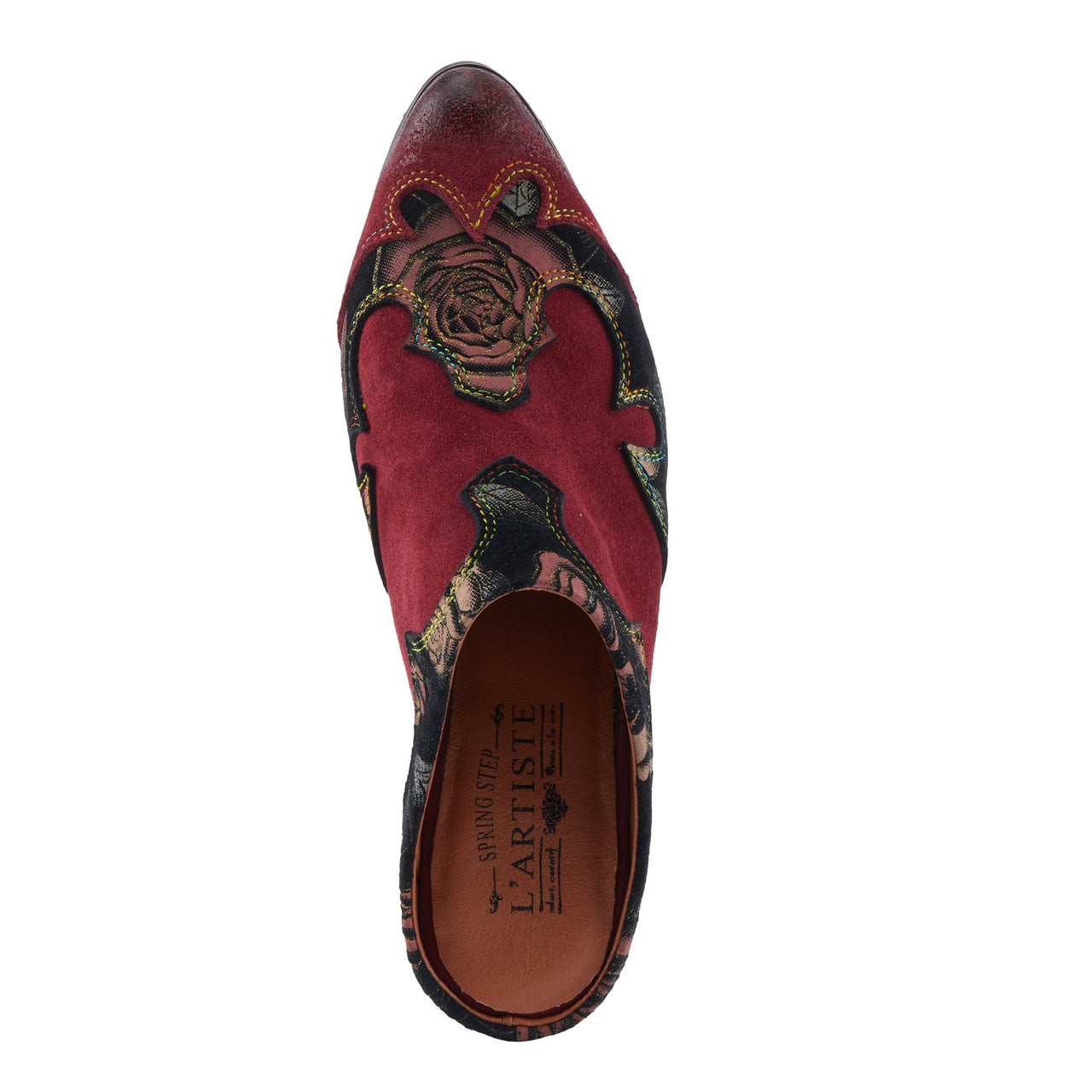 Pair of L'ARTISTE LADYSLIDE-SHINE SHOES with hand-painted details