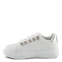 Thumbnail for White PATRIZIA LEONTINE SNEAKERS with gold accents and lace-up design