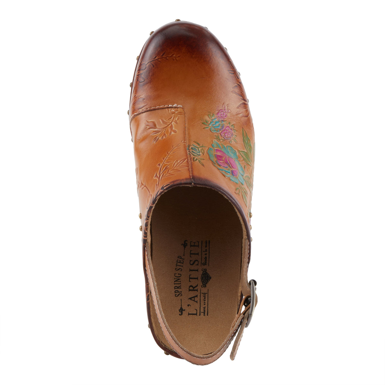 L'ARTISTE LOVEYA CLOGS in purple leather with breathable textile lining