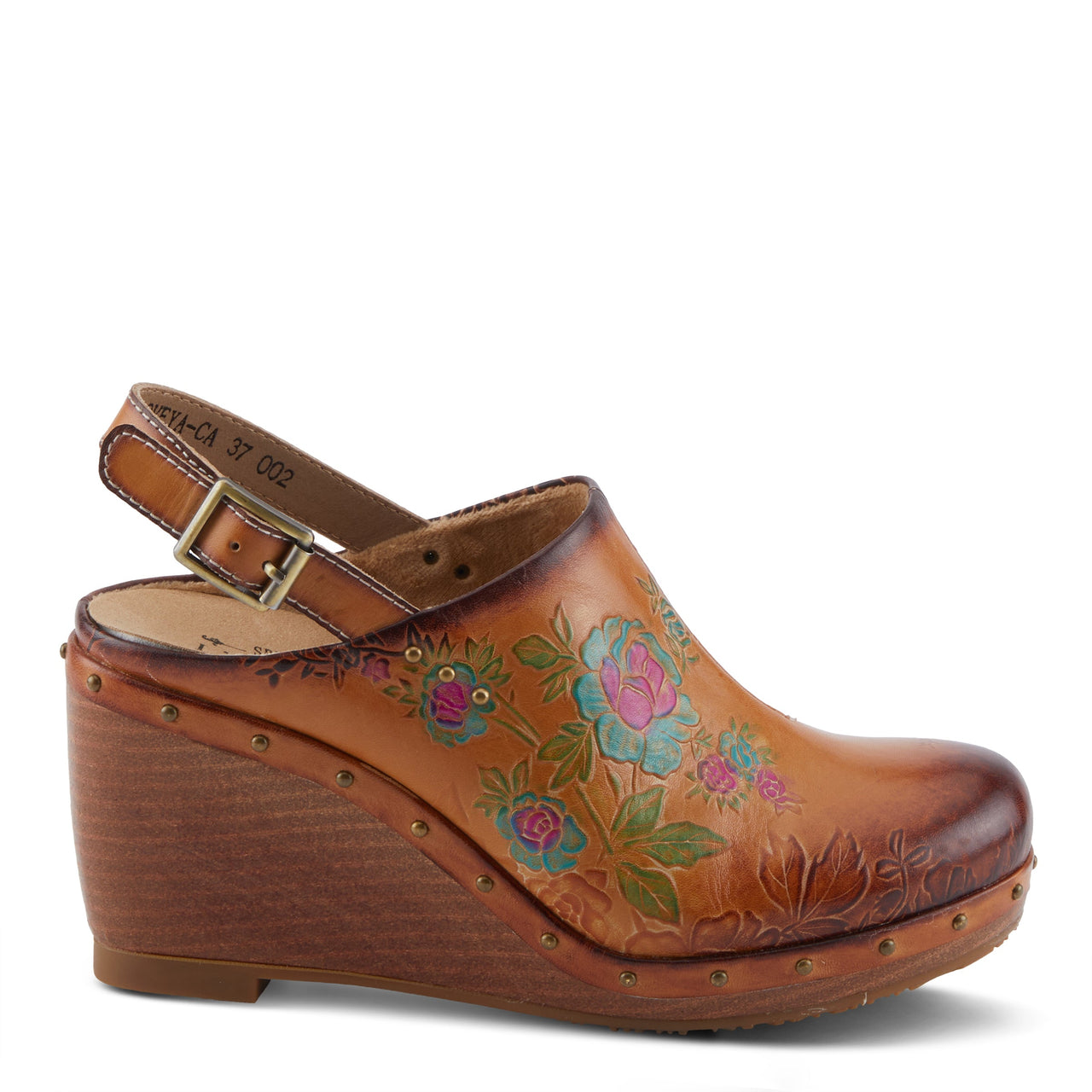 L'ARTISTE LOVEYA CLOGS in orange leather with anatomically shaped footbed