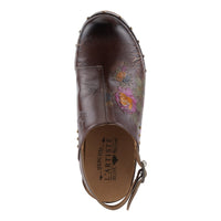 Thumbnail for L'ARTISTE LOVEYA CLOGS with floral embossed pattern and embossed leather-wrapped heel