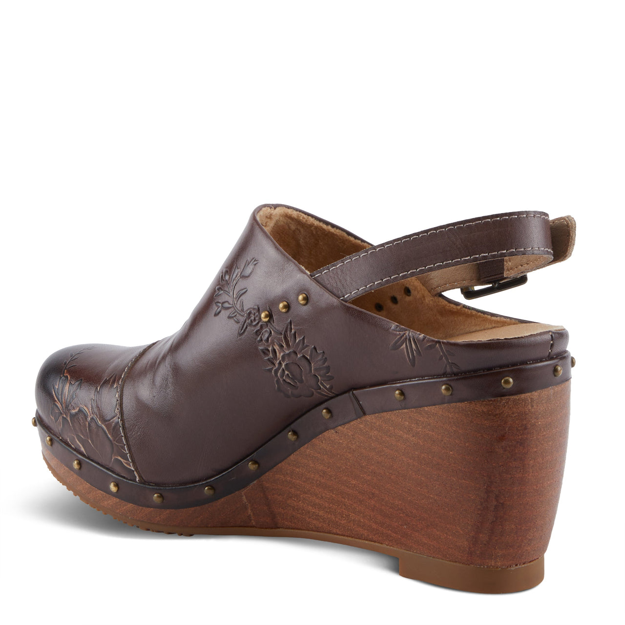 L'ARTISTE LOVEYA CLOGS in embroidered leather with flexible rubber traction outsole