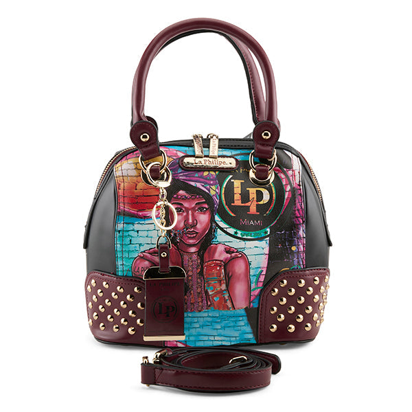 Square handbag with unique wall art design from LA PHILIPE LP1001-2 collection