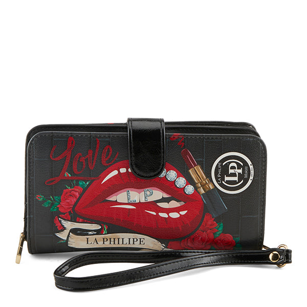 Buy La Philipe Red Lips Wallet 1 Women’S Pu Leather Black Lp1004-16 - Wallet from Don’t Panic Shoes | Best Prices & Fast Shipping